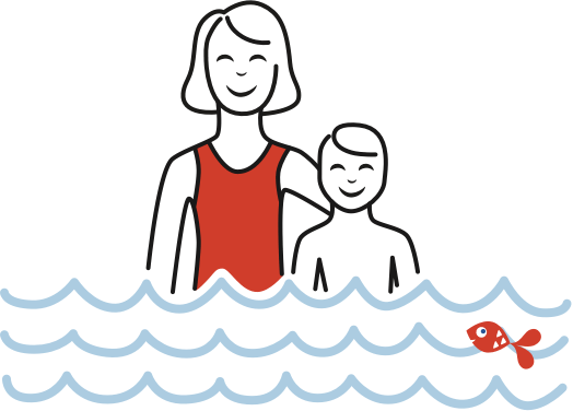 family swimming clipart