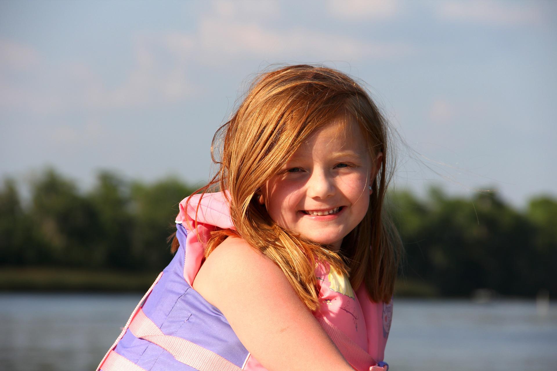 Girl wearing a life jacket