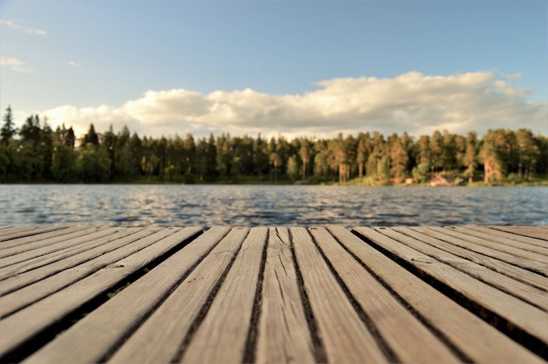 A lake deck on a vacations destination