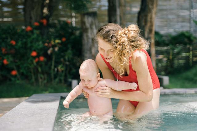 Mommy and baby at the pool 