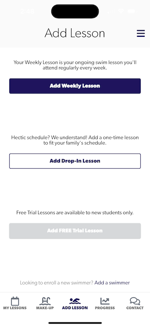 How to add a second weekly lesson in the Big Blue mobile app