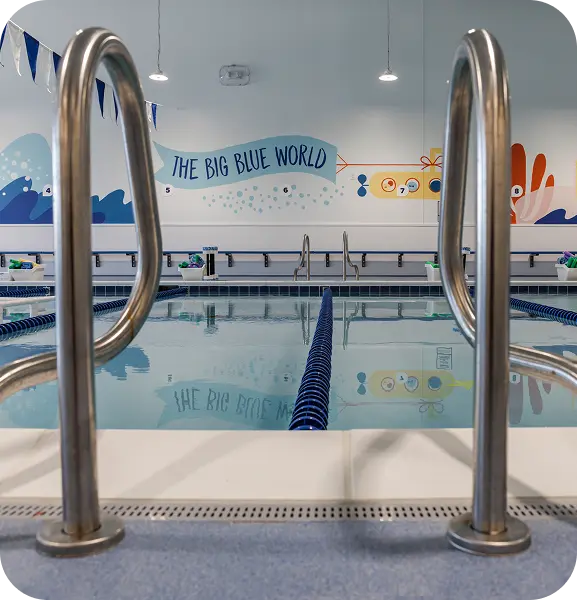 Big Blue Swim School pool and ladder into pool
